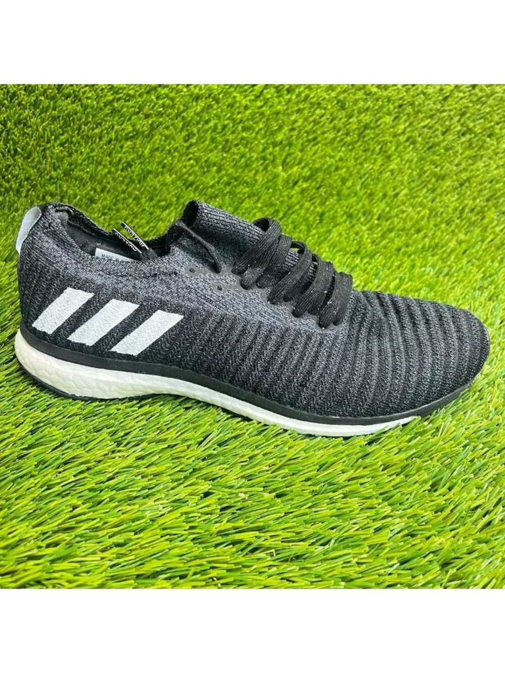 Adidas Adizero Prime Mens Size 7 Black White Athletic Running Shoes Sneakers